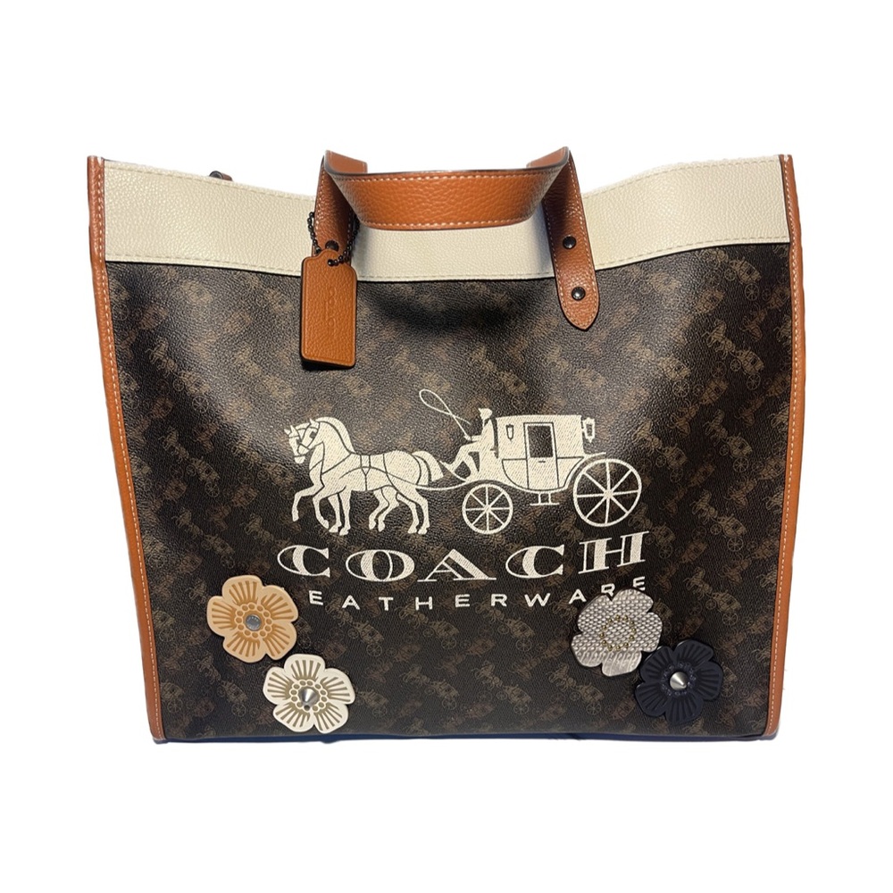 Coach Field Tote Bag 40 With Horse And Carriage Print